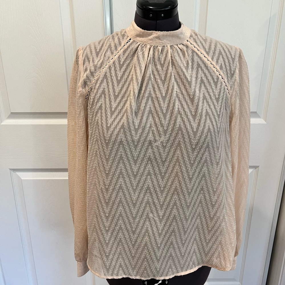 Free People Cream Chevron Blouse. NWT. Shear blouse perfect for layering.